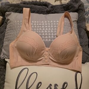 Elegant Pink Lace & Mesh Bra Non Underwire Sz L NWOT